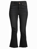 No Boundaries Washed Black Juniors' Crop Kick Flare Jeans