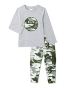Wonder Nation Toddler Boy Grey Long-Sleeve Pocket T-Shirt & Ottoman Jogger Pants Set, 2-Piece