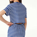 Free Assembly Girls Worn Cobalt Stripe Rib Knit T-Shirt Dress with Open Back Detail