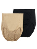 Secret Treasures Fawn Beige/Black Soot Maternity Over the Belly Panty, 2 Pack