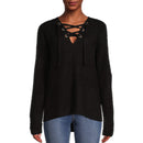 No Boundaries Juniors’ Black Soot Lace Up Sweater