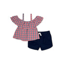 Americana Baby & Toddler Girls Red/Blue Flutter Top & Shorts