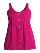 Terra & Sky Magenta Quartz Women's Plus Size Button Front Tank