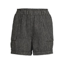 Time and Tru Women's Black/White Stripe Linen Blend Shorts