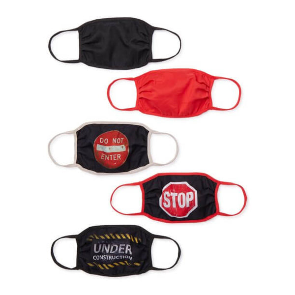 Fashion Road Sign Face Mask, 5-Pack