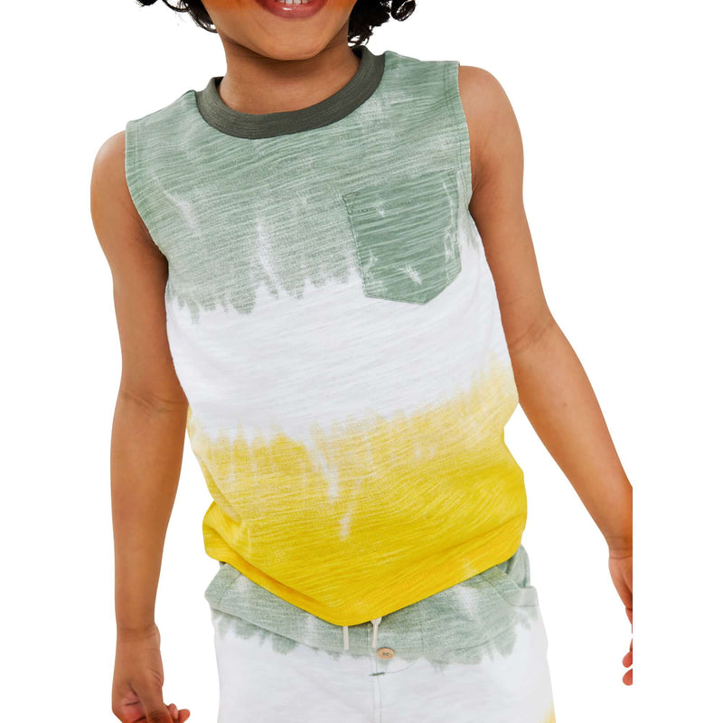 Wonder Nation Baby and Toddler Boys' Milieu Green Tie Dye One-Piece Playsuit and Bucket Hat Set