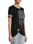 No Boundaries Juniors' Black Soot O-Ring T-Shirt with Short Sleeves