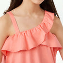 Free Assembly Girls Shell Pink Babydoll Dress with Asymmetric Neckline