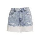 No Boundaries Juniors' Medium Wash Bleach Dip High Rise Denim Shorts