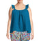 Terra & Sky Women's Plus Size Galagapos Blue Ruffle Strap Tank Top