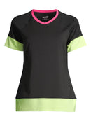 Avia Black Women's Active Colorblock Perforated Tee