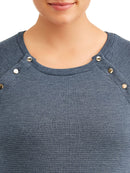 Time and Tru Denim Maternity Peplum Sweatshirt