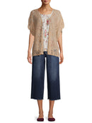 No Boundaries Taupe Juniors' Lace Kimono